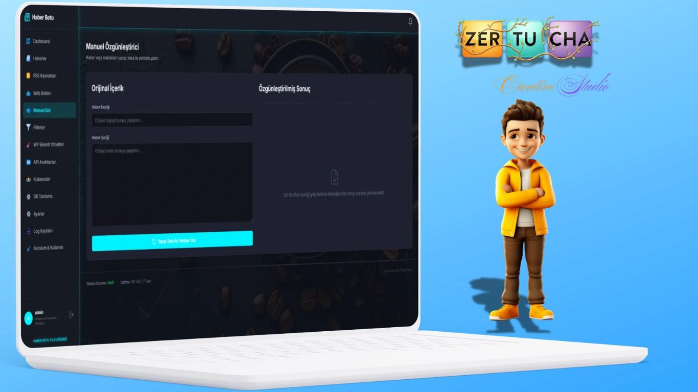 Zertucha Wordpress Haber Botu v3.0 (ÇIKTI) — AI Destekli Otomatik Haber Yönetim Sistemi Galeri