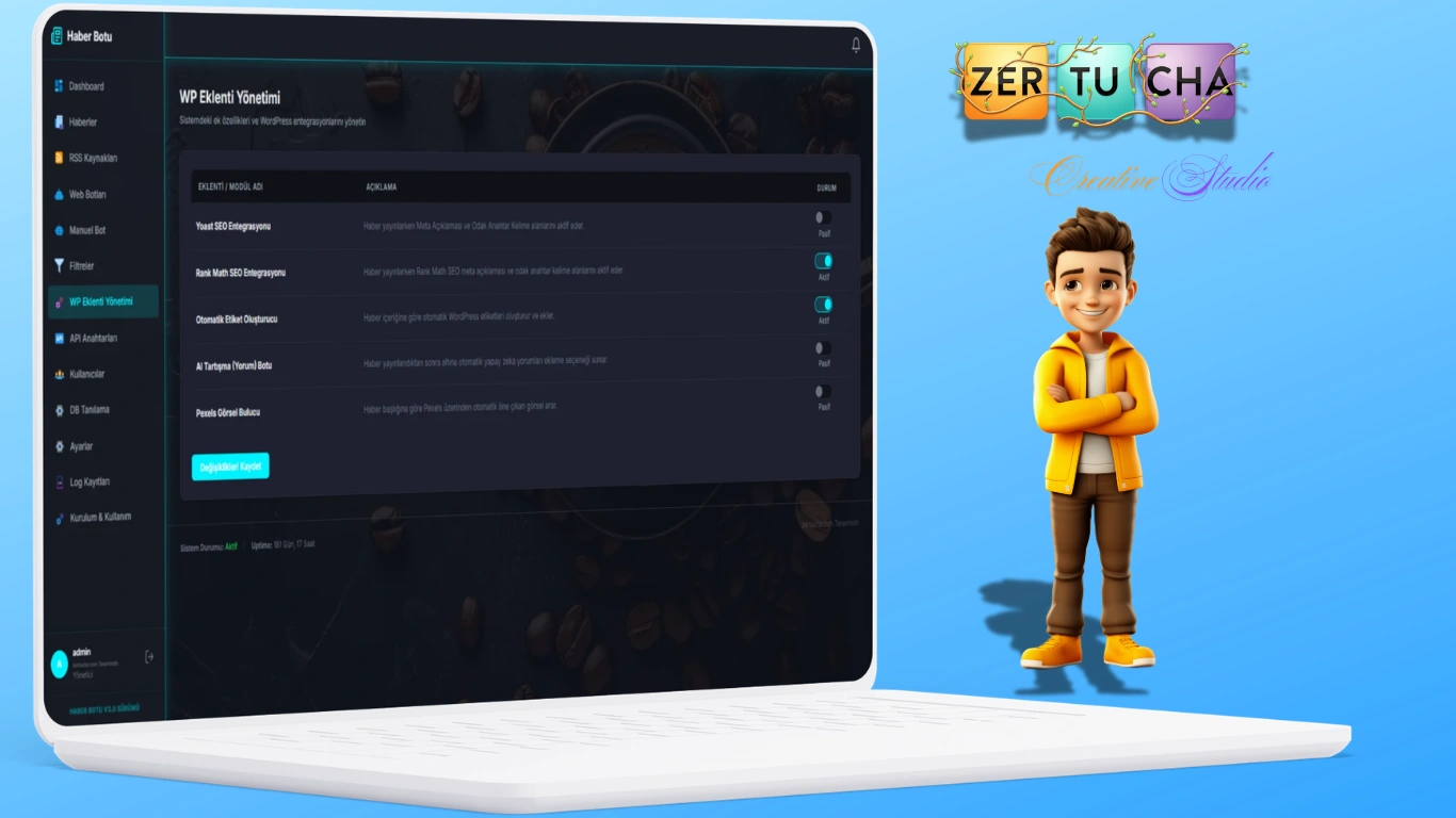 Zertucha Wordpress Haber Botu v3.0 (ÇIKTI) — AI Destekli Otomatik Haber Yönetim Sistemi Galeri