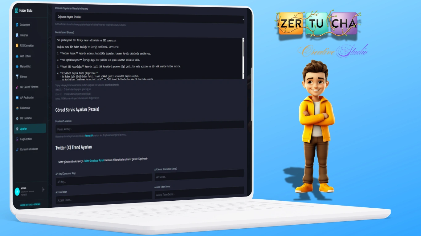 Zertucha Wordpress Haber Botu v3.0 (ÇIKTI) — AI Destekli Otomatik Haber Yönetim Sistemi Galeri