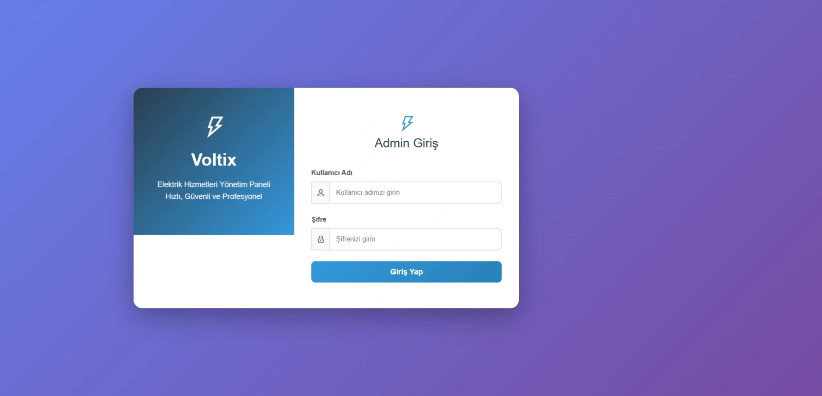 VOLTIX - Elektrik Hizmetleri Web Sitesi & Admin Paneli Galeri
