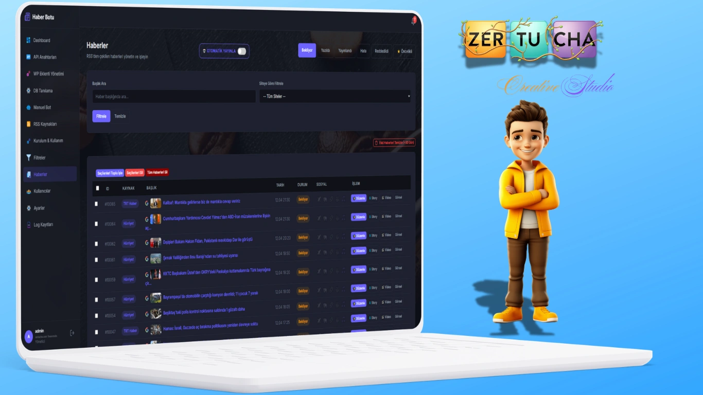 Zertucha Haber Botu v3.0 (ÇIKTI) — AI Destekli Otomatik Haber Yönetim Sistemi Galeri