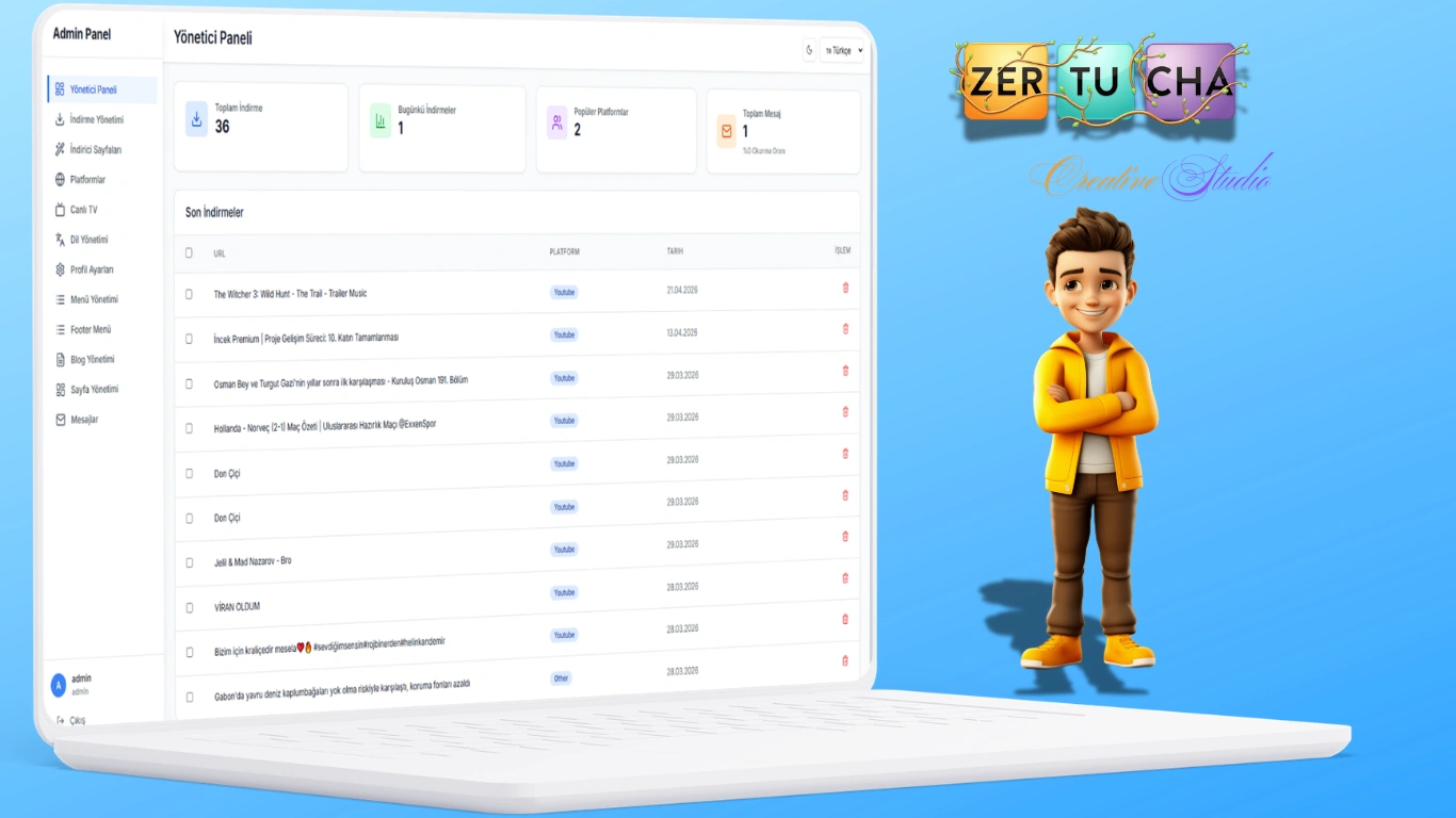 Sosyal Medya Video İndirici — Çok Platformlu, Çok Dilli Web Uygulaması Galeri