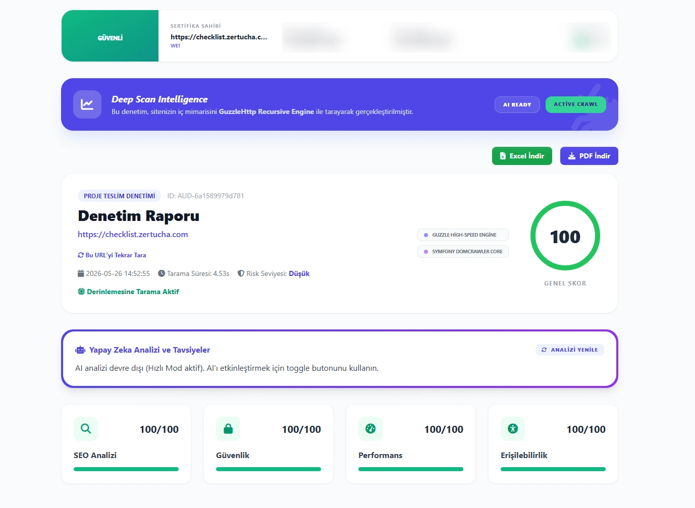 AuditSystem Pro | Web Sitenizin Gerçek Durumunu Öğrenin — Ücretsiz | Profesyonel Web Denetim Platformu Galeri