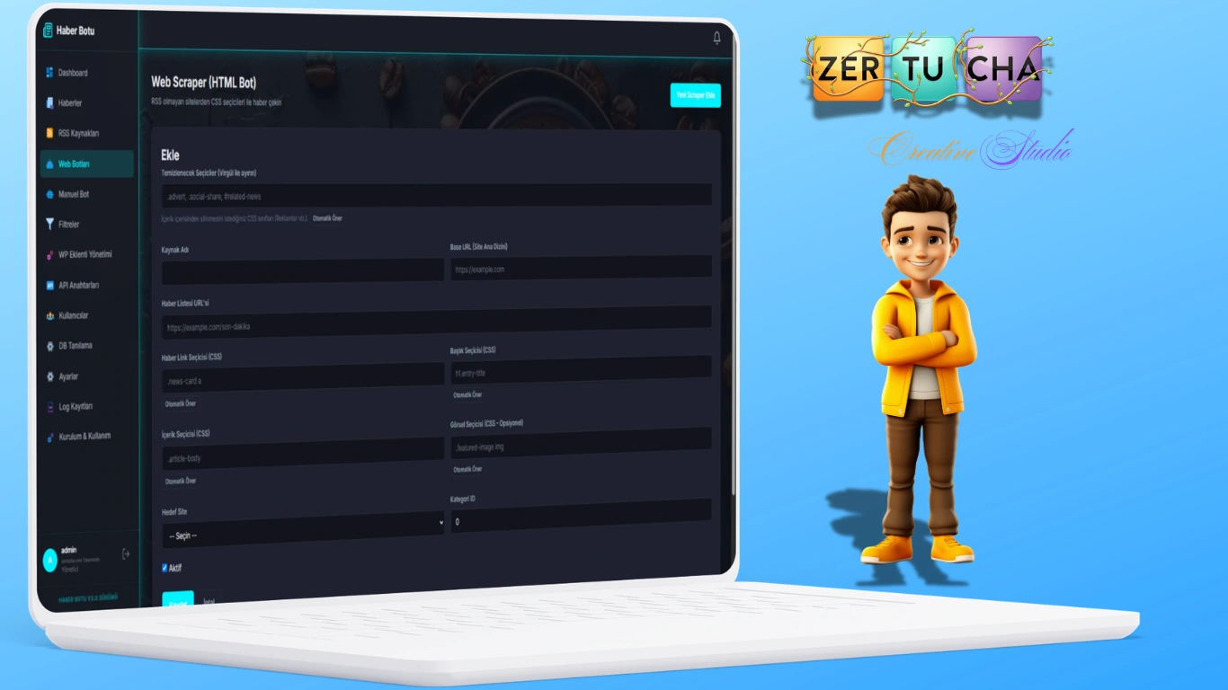 Zertucha Wordpress Haber Botu v3.0 (ÇIKTI) — AI Destekli Otomatik Haber Yönetim Sistemi Galeri
