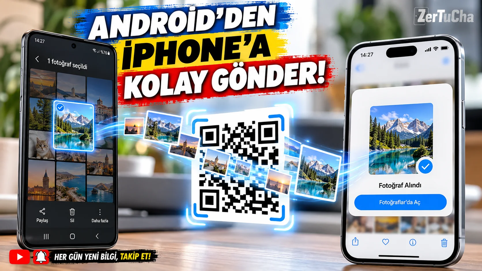 ANDROID'DEN iPHONE'A DOSYA GÖNDERMENİN FARKLI BİR YOLU VAR: QR KODUYLA PAYLAŞIM!