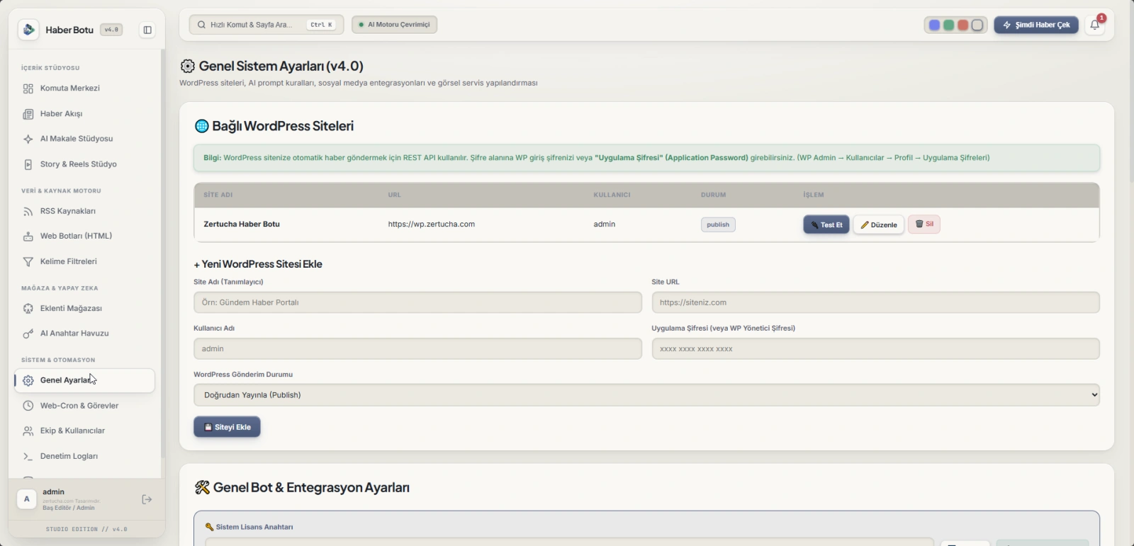 WordPress News Bot на основе искусственного интеллекта v4.0 Studio — операционная система автономного информационного агентства Галерея