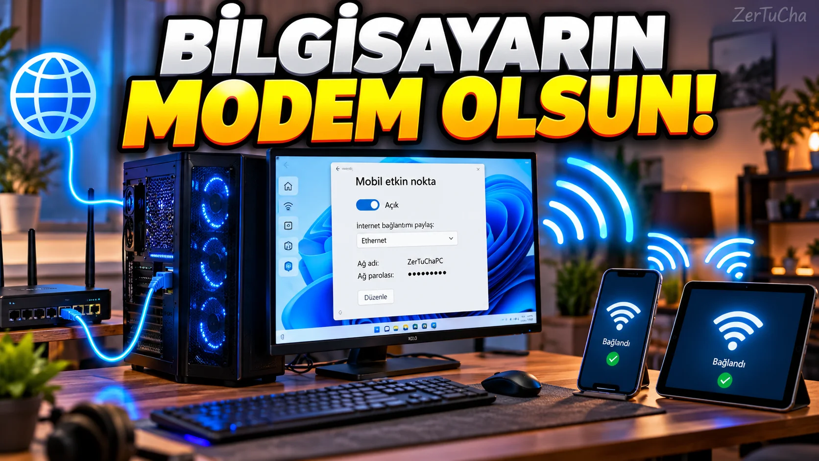 Windows Bilgisayarınız Modem Olabilir: İnterneti Diğer Cihazlara Böyle Dağıtın