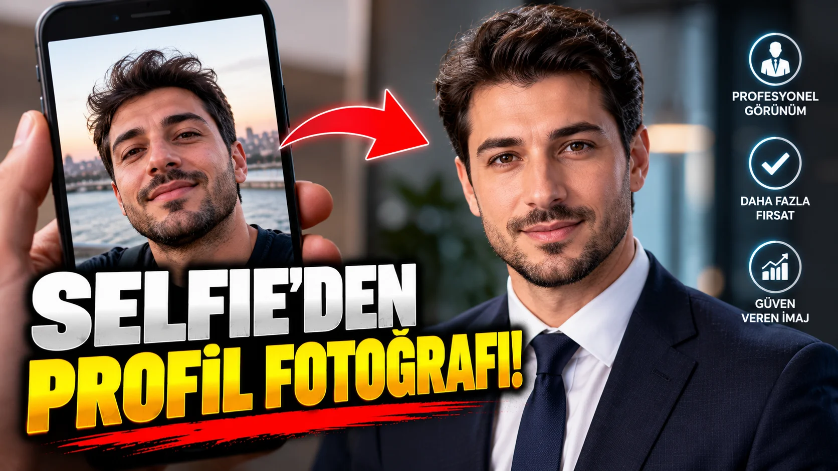 Selfie'yi Profesyonel Profil Fotoğrafına Dönüştürün
