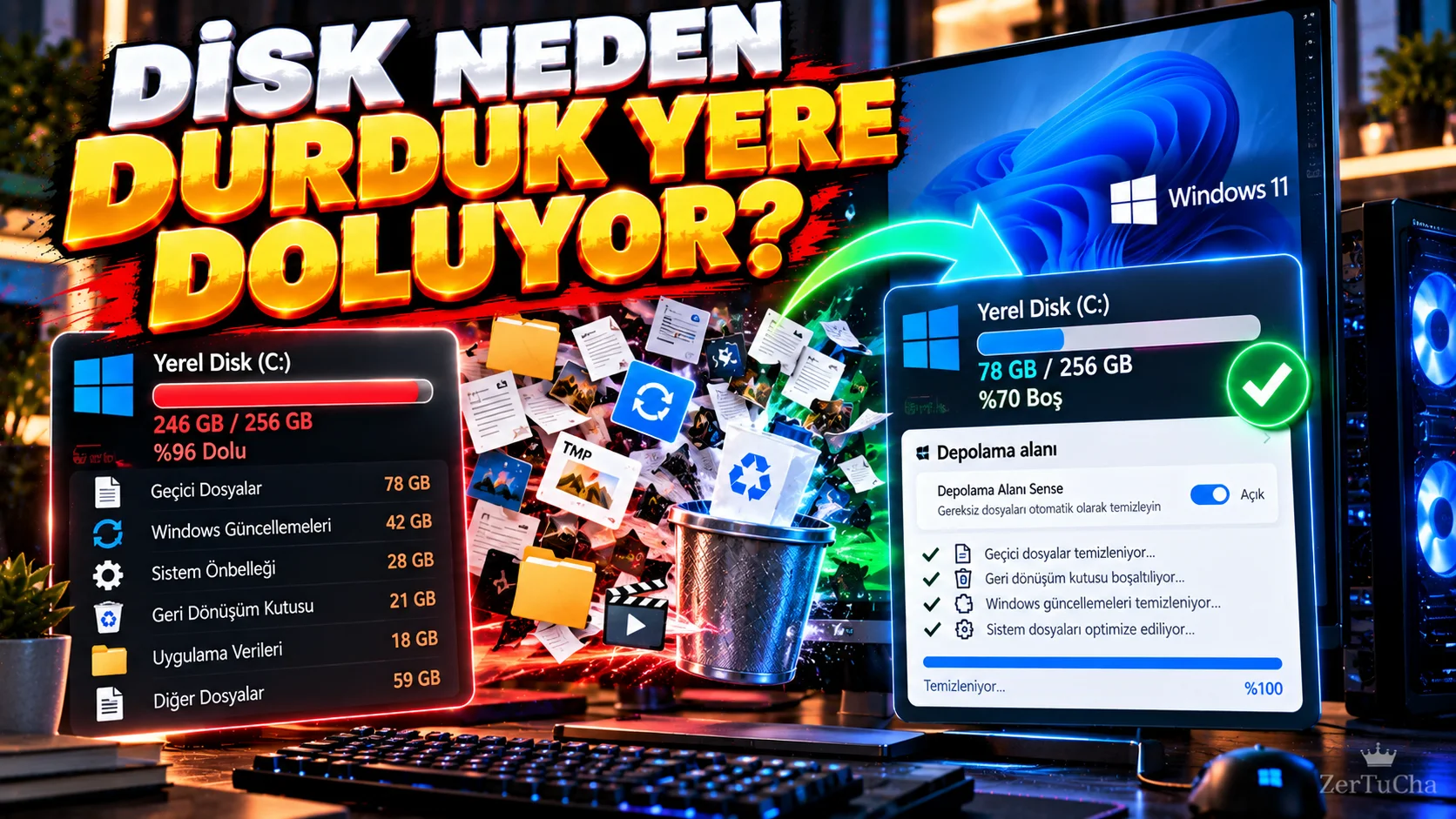 Windows'unuzun Diski Durduk Yere Doluyorsa Bu Özelliği Açın: Dosyaları Kendi Kendine Temizliyor