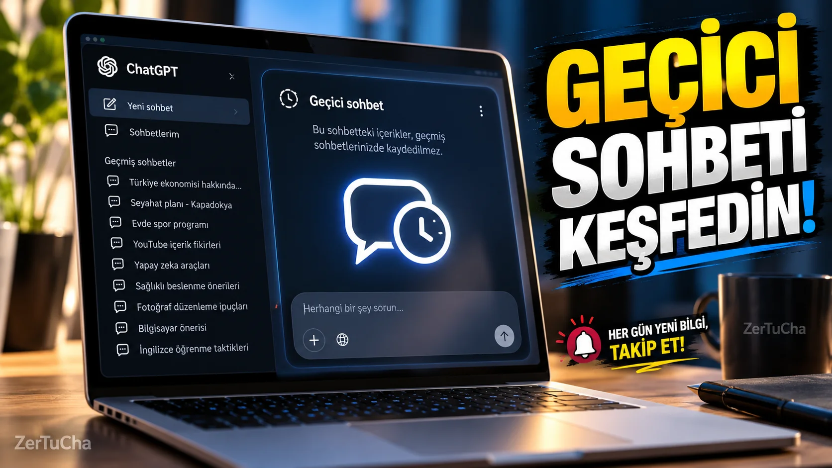 ChatGPT'de Geçici Sohbet Nedir? Konuşmalarınızı Geçmişe Kaydetmeden Kullanın