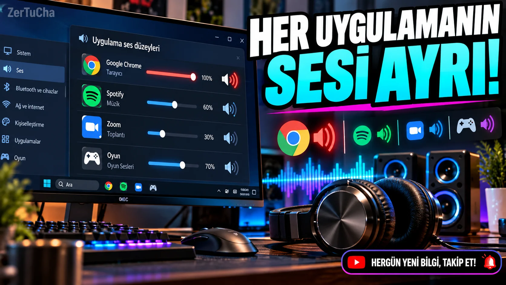 Windows'ta Her Uygulamanın Sesini Ayrı Ayarla!