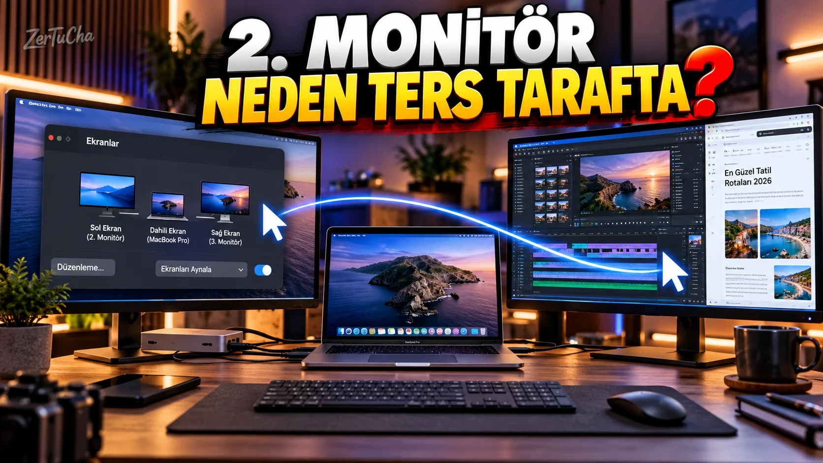 MacBook'a İkinci Monitör Bağladınız Ama Ters Tarafta mı? Ekranları Böyle Düzenleyin