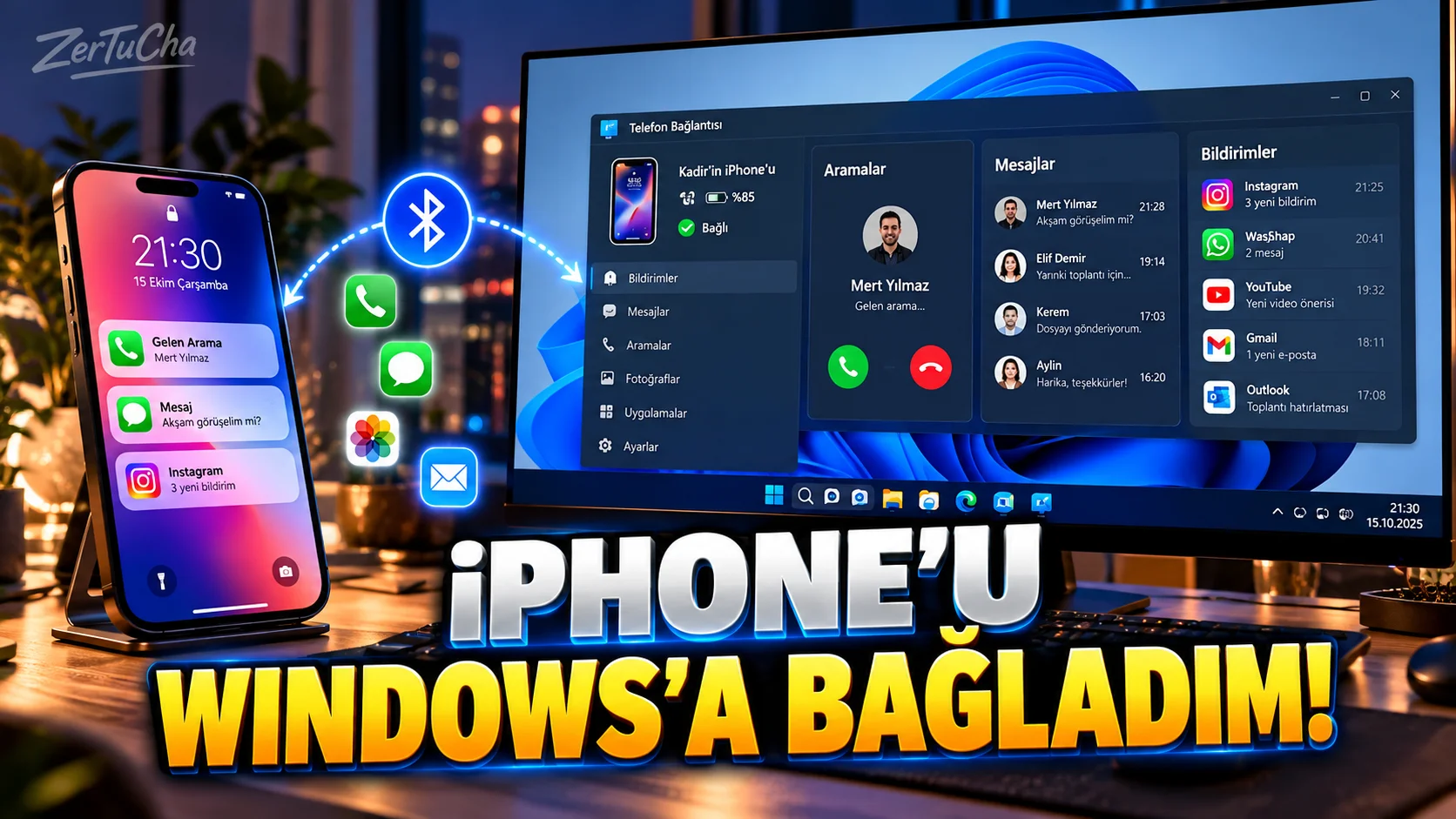 iPhone'u Windows Bilgisayara Bağlayıp Arama ve Mesajları Bilgisayardan Yönetin
