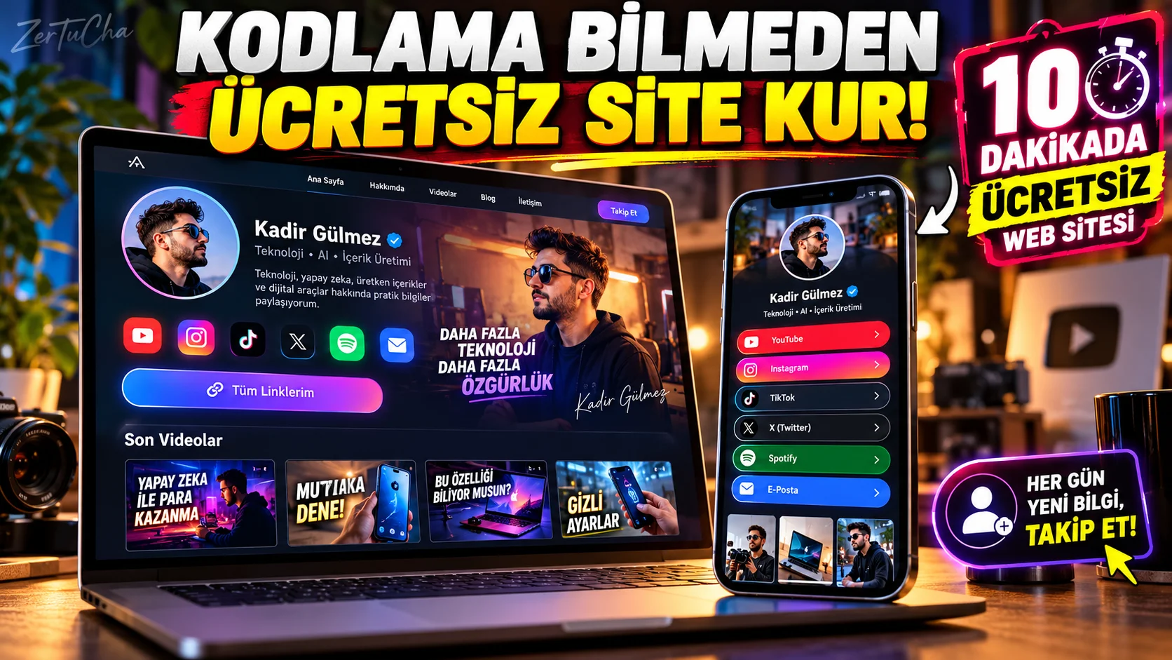 Kodlama Bilmeden 10 Dakikada Şık Tek Sayfalık Site ve Biyografi Linki Yapın: Carrd!