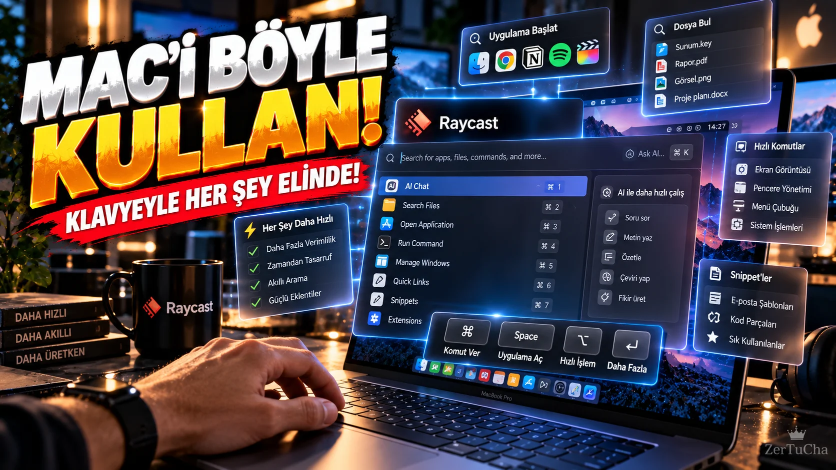 MAC'İN SPOTLIGHT'I BÖYLE BİR ŞEY DEĞİL! Raycast ile Bilgisayarını Klavyeden Yönet
