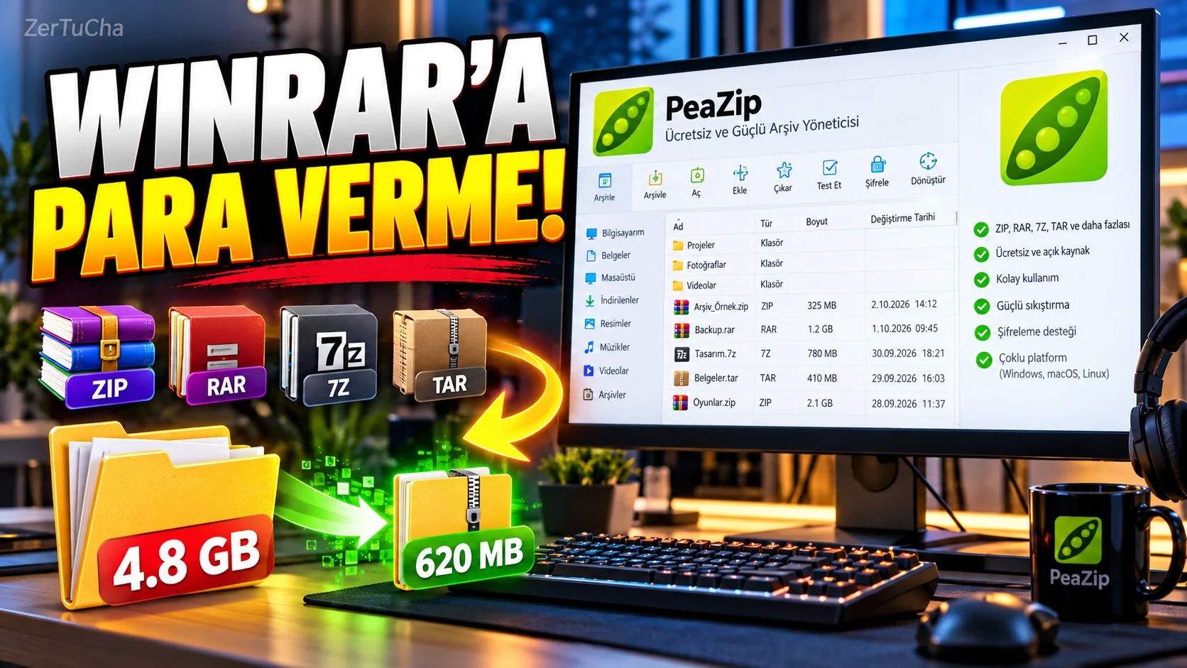 WinRAR Yerine PeaZip: Ücretsiz Dosya Sıkıştırma