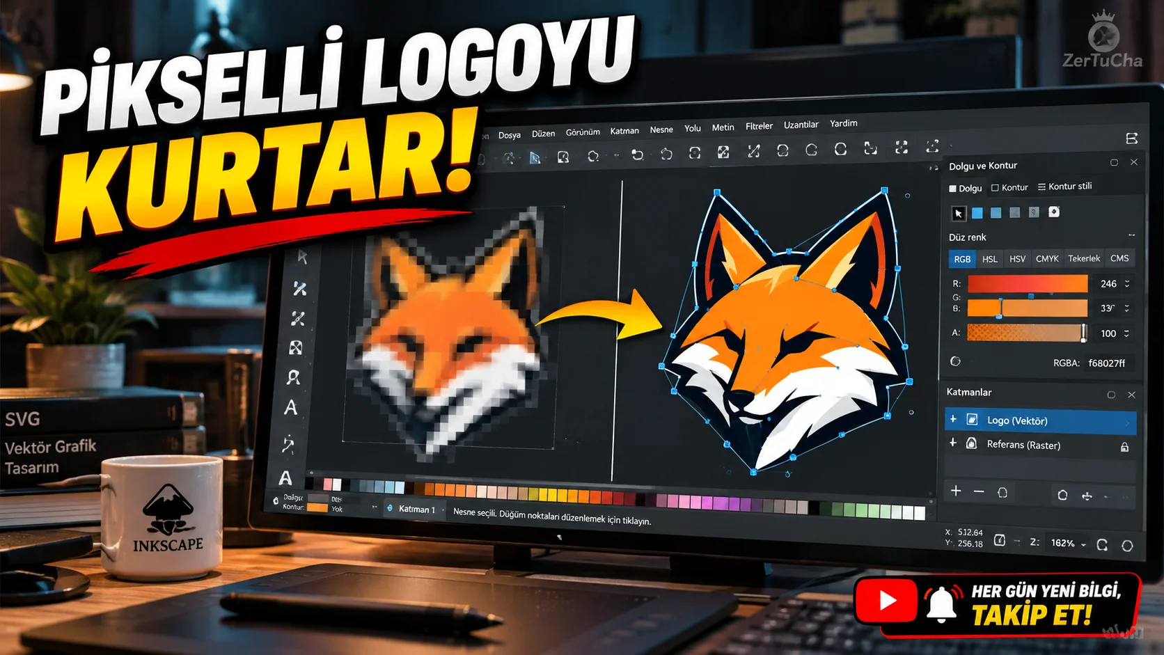 INKSCAPE: Düşük Çözünürlüklü Bir Logoyu Düzenlenebilir Vektöre Dönüştürün!
