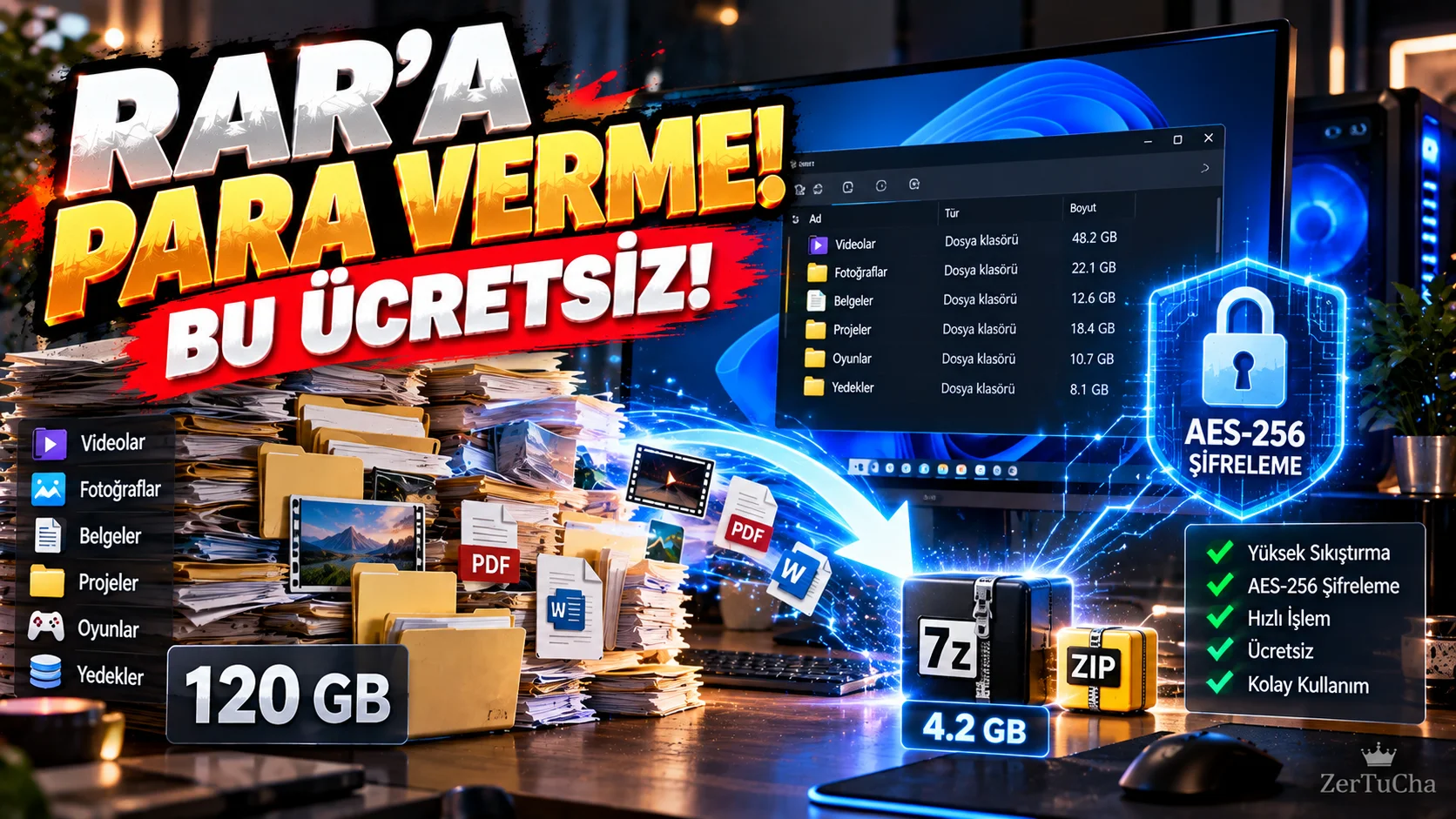 RAR VE ZIP İÇİN PARA VERME! Bu Ücretsiz Program Her Bilgisayarda Olmalı