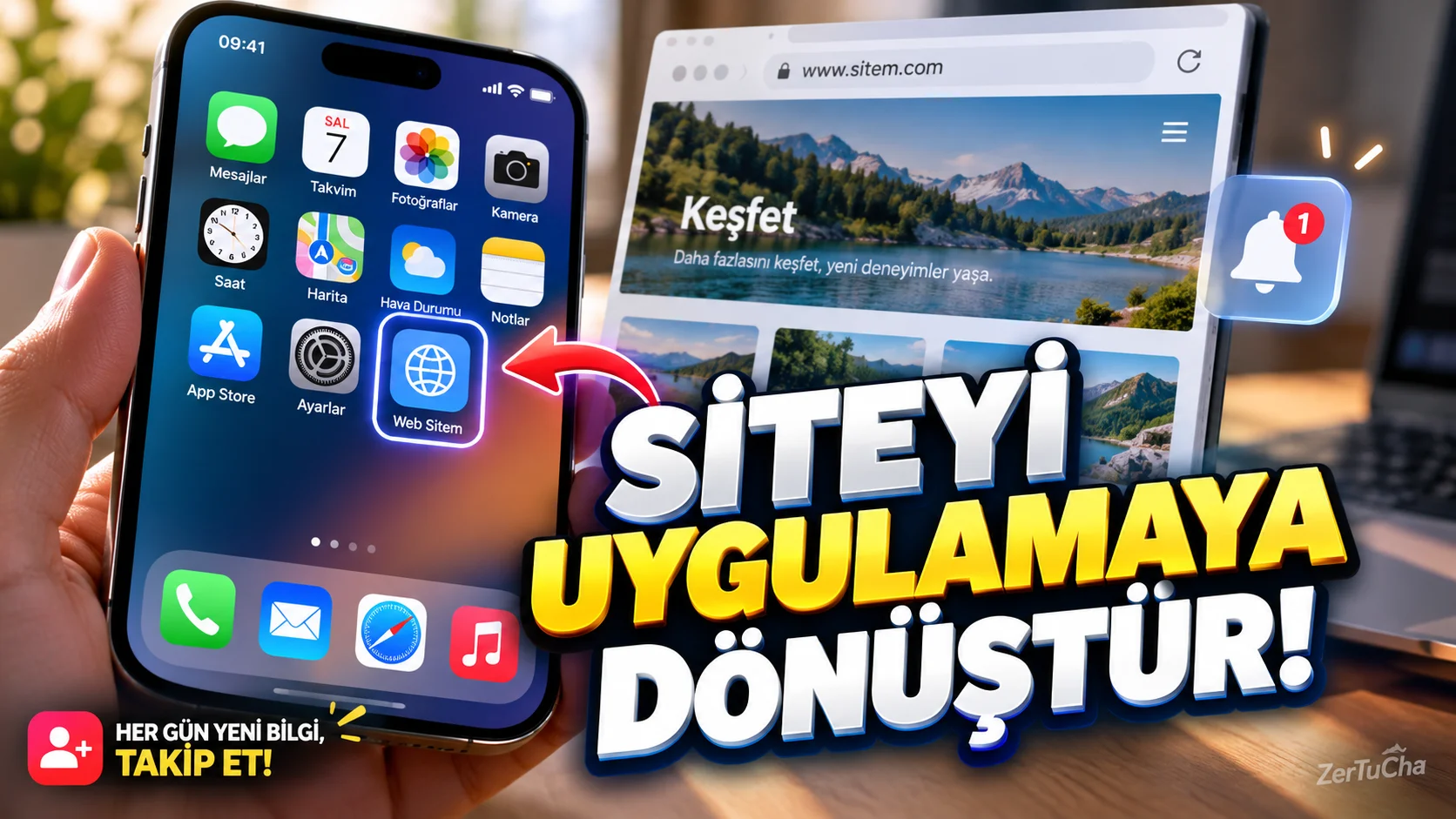 iPhone'da Bazı İnternet Sitelerini Uygulama Gibi Kullanın ve Bildirim Alın