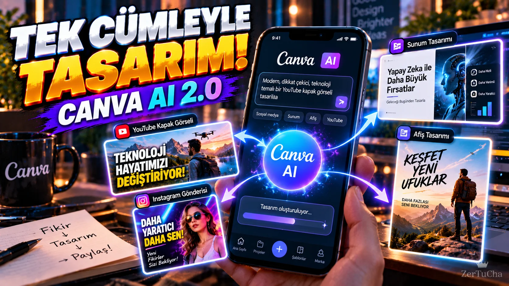 CANVA ARTIK TASARIM PROGRAMINDAN FAZLASI! Yapay Zekâ ile Tek Cümleden İçerik Üretiyor
