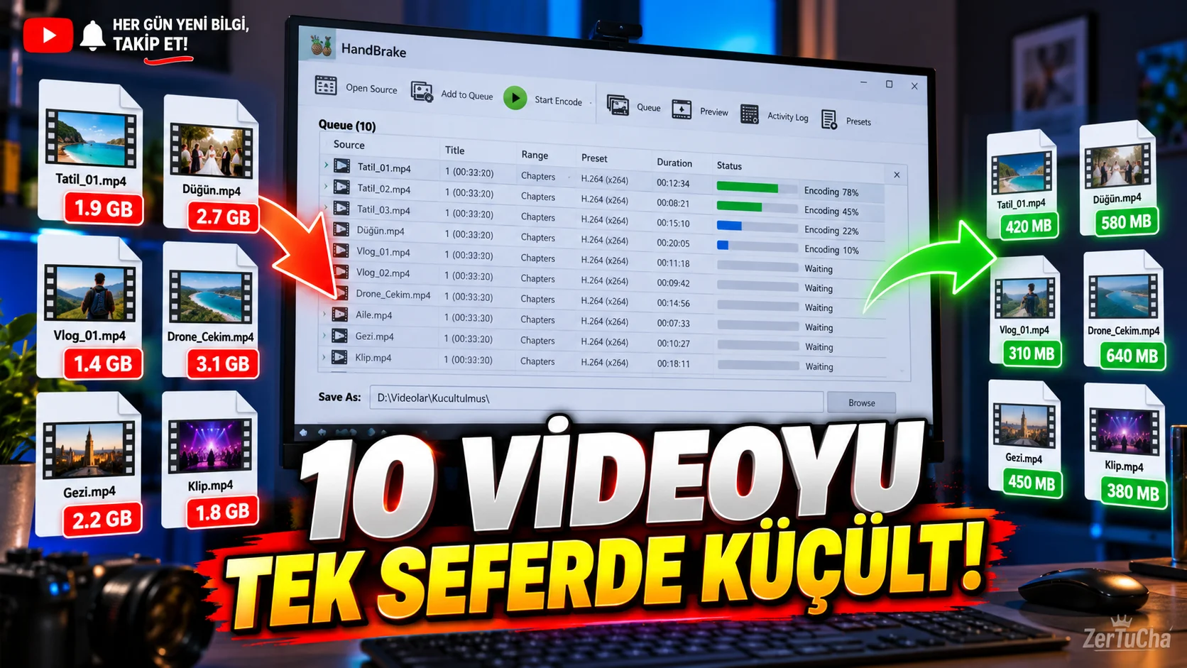 HANDBRAKE: 10 VİDEOYU TEK TEK UĞRAŞMADAN SIRAYA KOYUP KÜÇÜLTÜN!