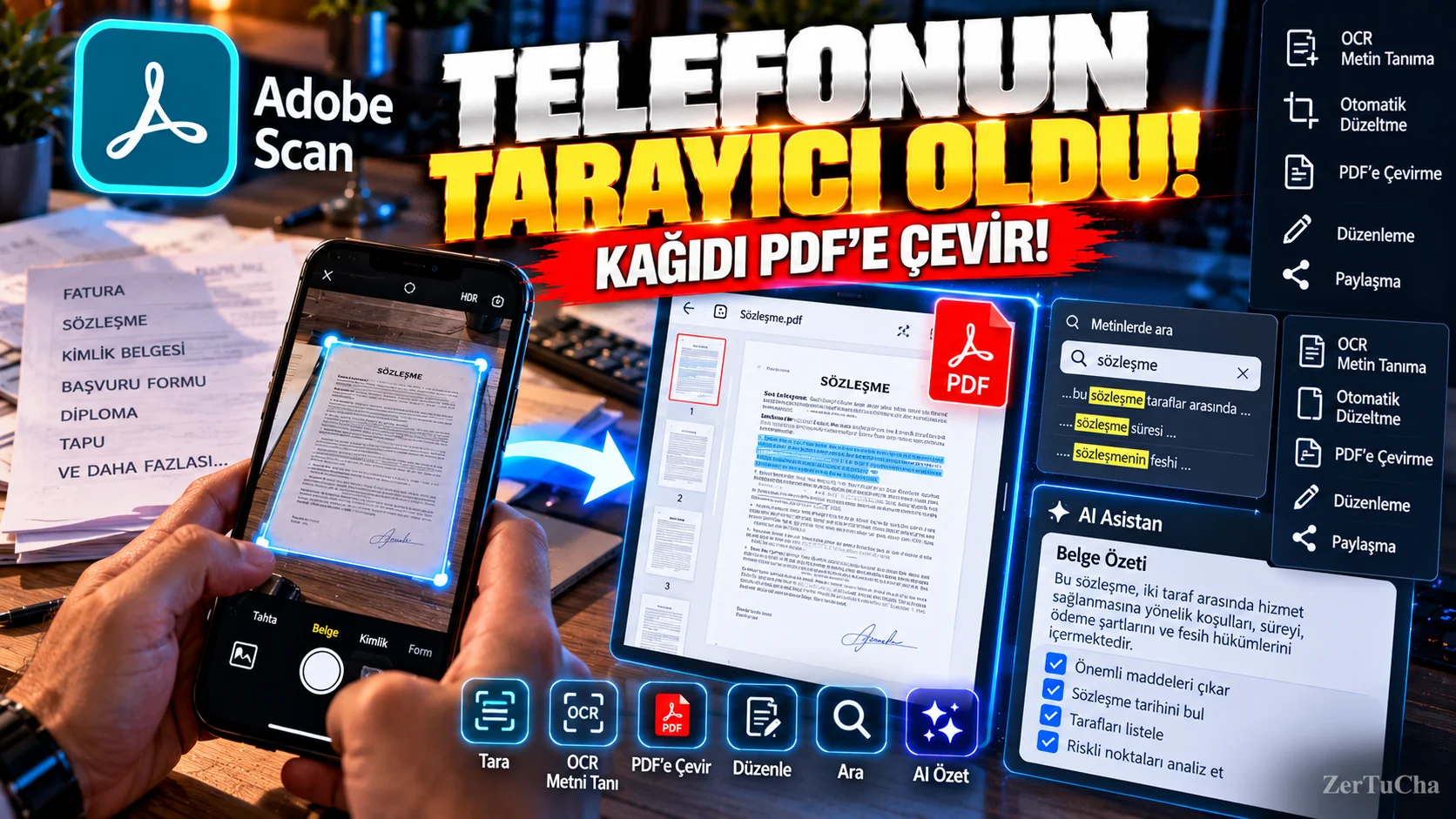TELEFONUNU TARAMA MAKİNESİNE ÇEVİR! Kağıtları PDF'e Dönüştüren Akıllı Uygulama