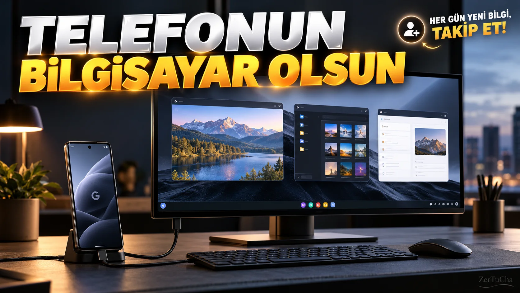 Telefonunu Monitöre Bağla, Uygulamaları Ayrı Pencerelerde Kullan: Android Masaüstü Modu