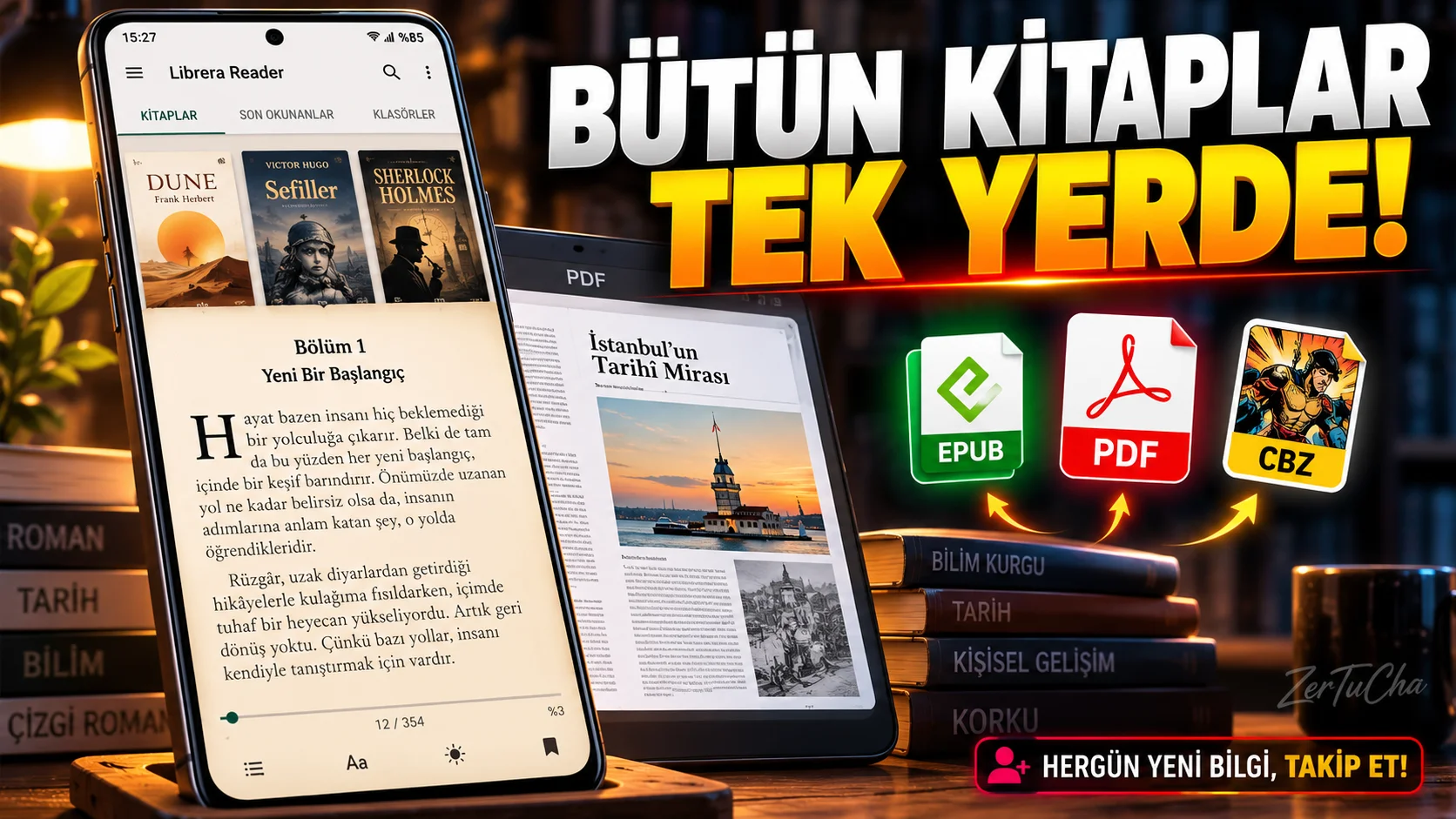 PDF, EPUB ve Daha Fazlası: Telefonunda Birçok Kitap Biçimini Açan Okuyucu