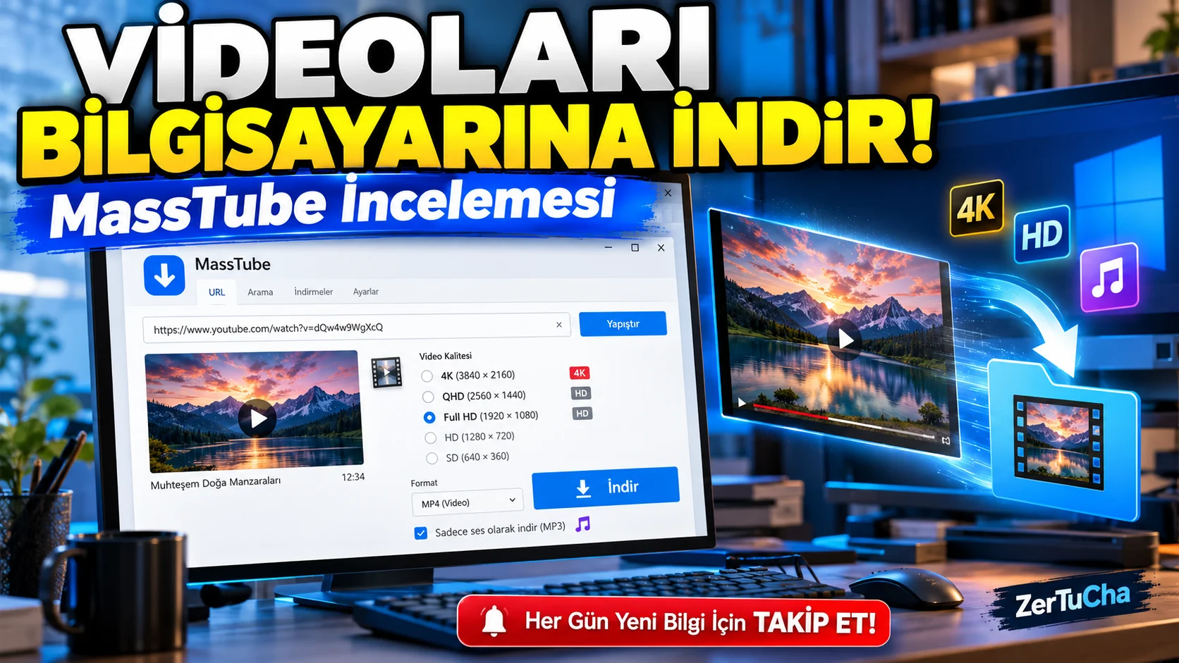 MassTube: YouTube Videolarını Bilgisayarına İndir, Kaliteyi Seç, İnternetsiz İzle!