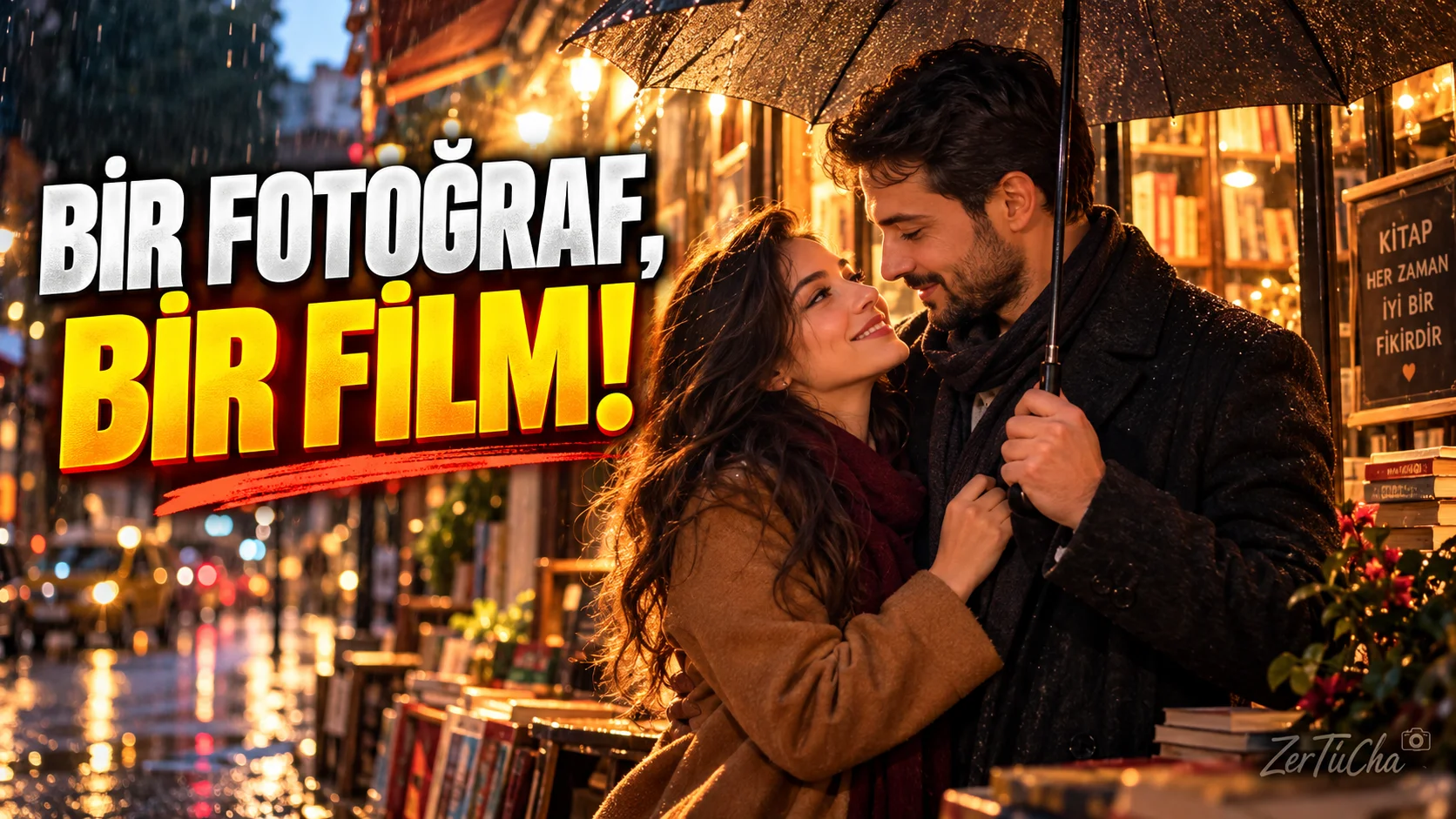 Çift Fotoğrafını Yağmurlu Bir Film Sahnesine Dönüştürün